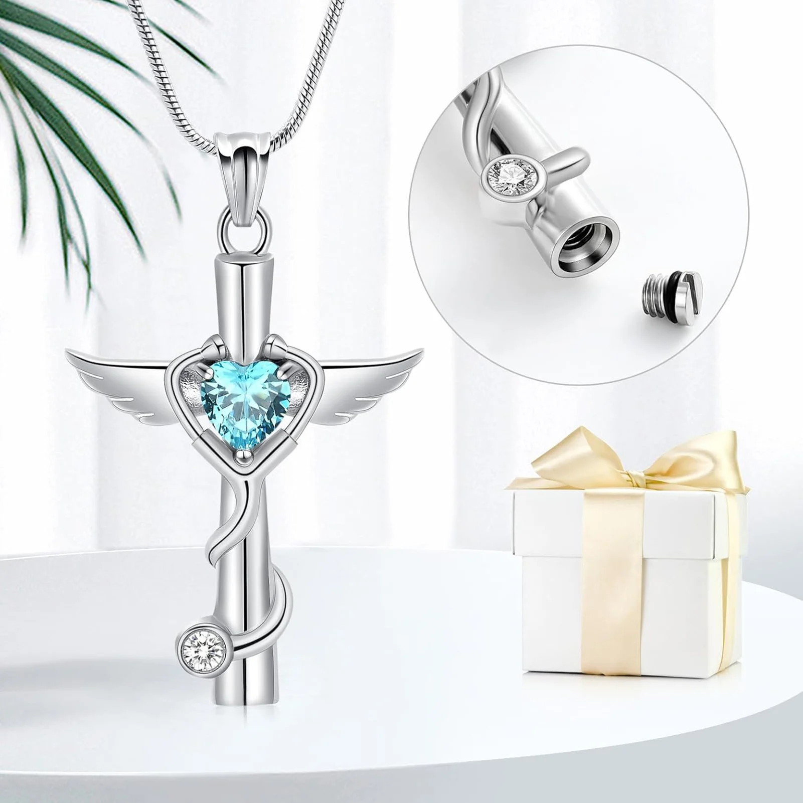 Cross Urn Necklaces for Ashes for Women Men Stethoscope Cremation Jewelry Stainless Steel Wing Memorial Necklace Ash Holders