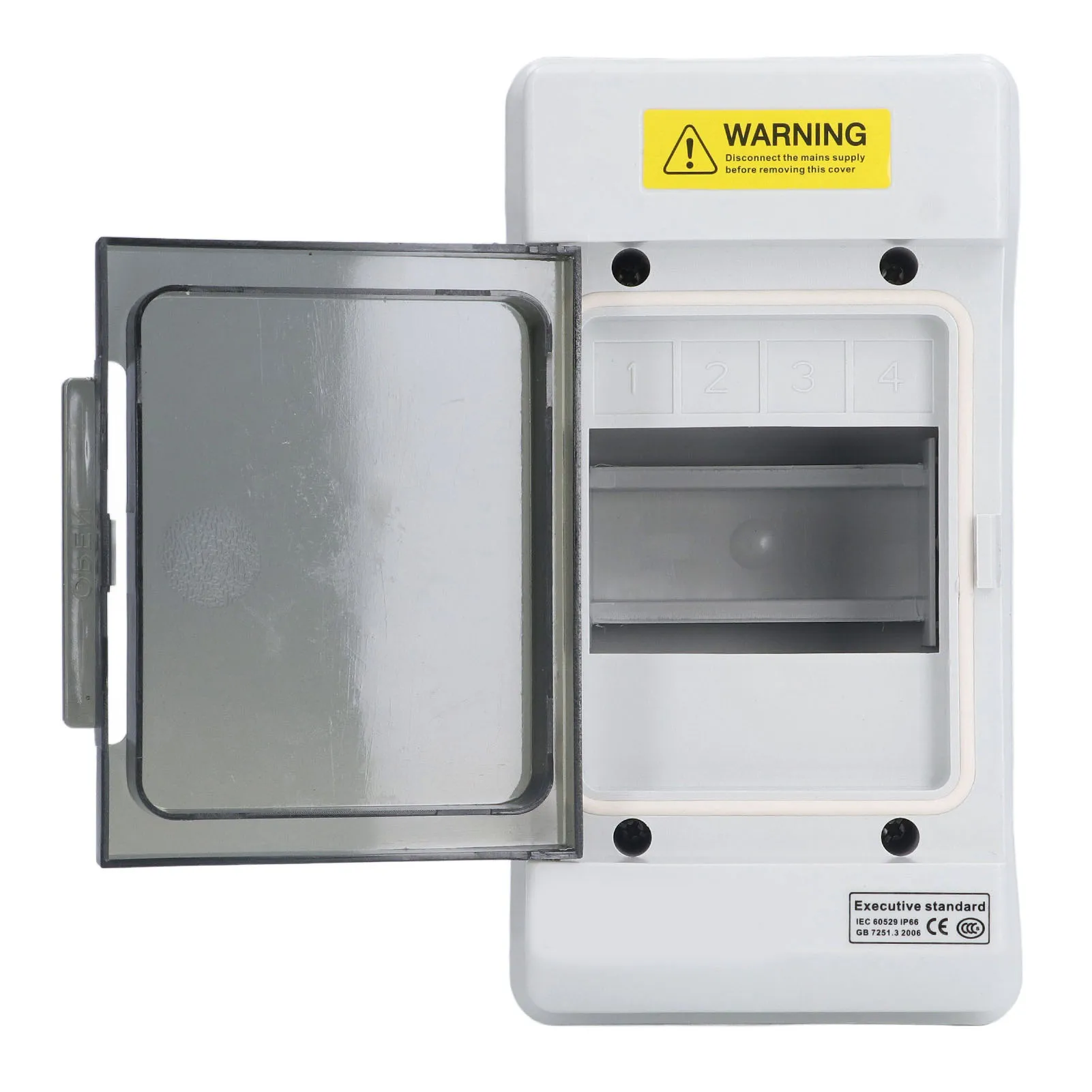 Distribution Box Waterproof 4 Way Plastic Junction Case Transparent Cover DIN Rail Mount