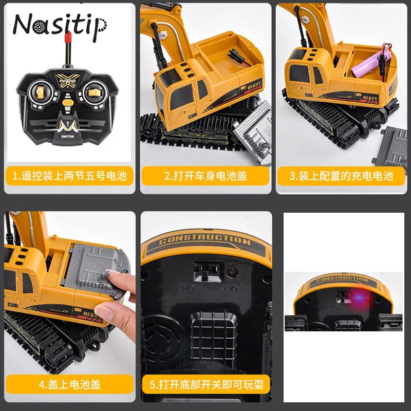 RC Engineering Vehicle Remote Control Excavator Crawler Truck Model Birthday Xmas Gifts For Boys Girls