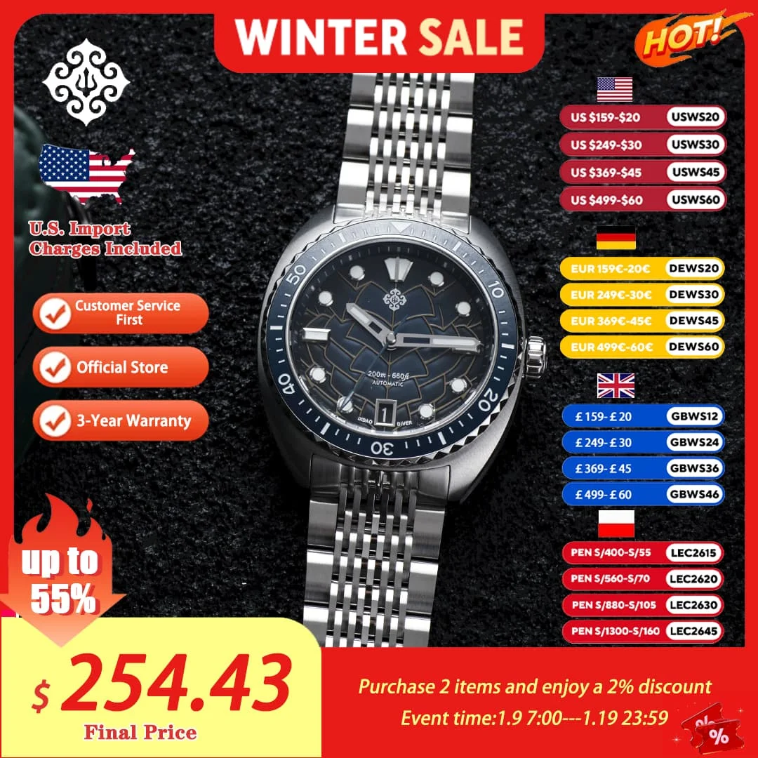 

IXDAO IPOSE 2025 New NH35 Diving Men's Automatic Mechanical Watch Sapphire Stainless Steel 20Bar Luminous BWG-9 Reloj Hombre