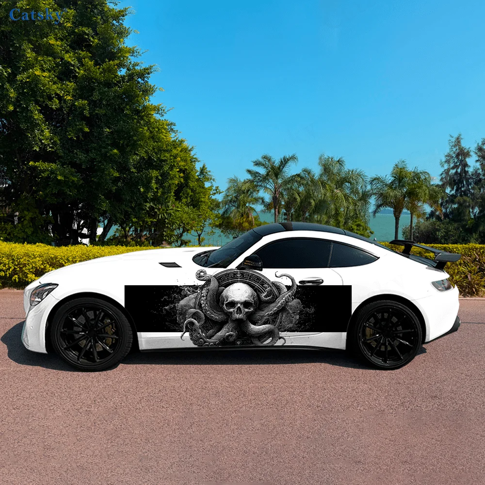 

Dark Octopus Skull Car Side Sticker Decoration, PVC Waterproof Scratch Resistant Decal, Car Protection, Auto Accessories Gift