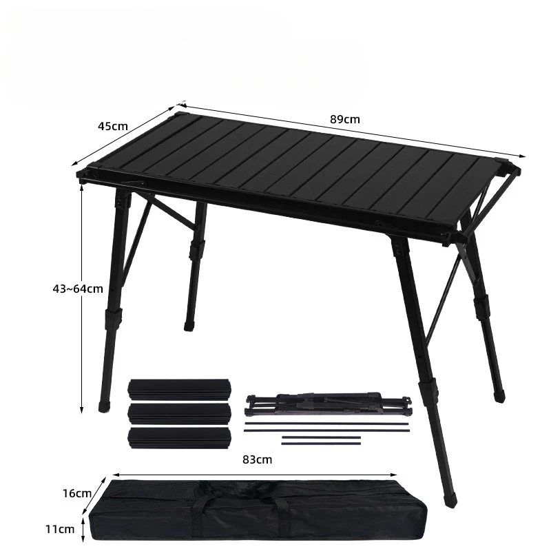 Imagem -03 - Outdoor Folding Egg Roll Table Portátil Liftable Alumínio Piquenique Churrasco Camping Igt