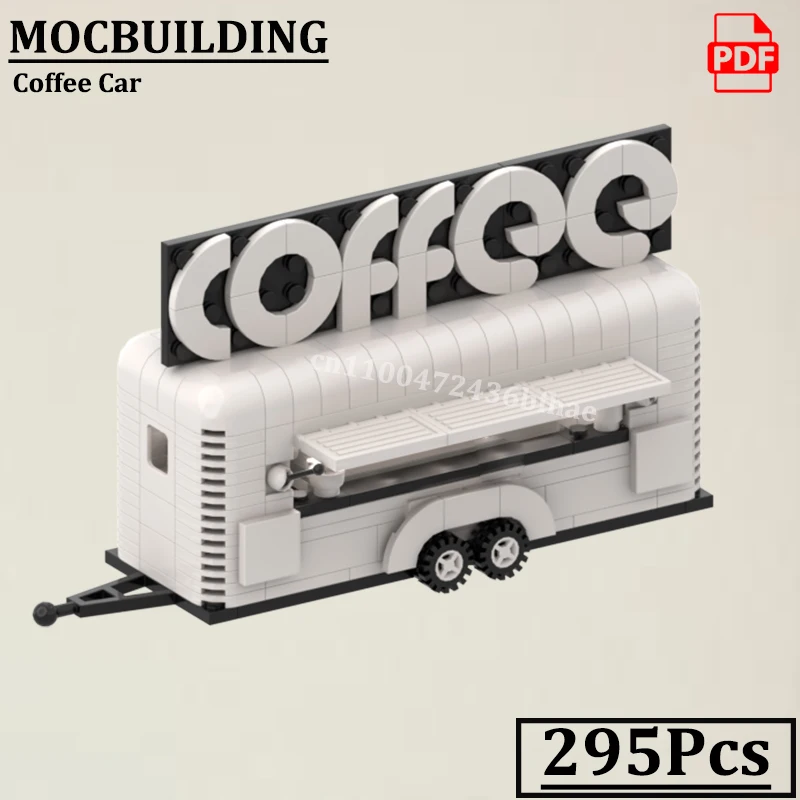 

Mobile Coffee Bar Car Trailer Vehicle Model City Street Traffic MOCBUILDING Creative Food Car Construction Bricks Toys Gift