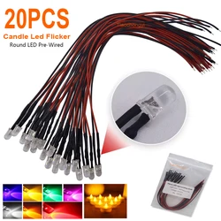 20pcs 5mm LED Candle Flickering DC5-12V Pre-Wired Water Clear Red Yellow Blue Orange Flicker light-emitting diode Lamp Bulb