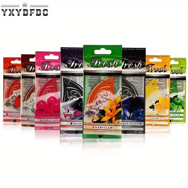 8-40Pcs Car Air Freshener Natural Scented Tea Paper Auto Hanging Vanilla Perfume Fragrance Gemstone