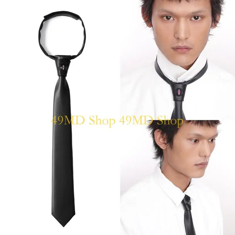 49MD Soft Leather Necktie Comfortable Sophisticated Outfits For Evening Event