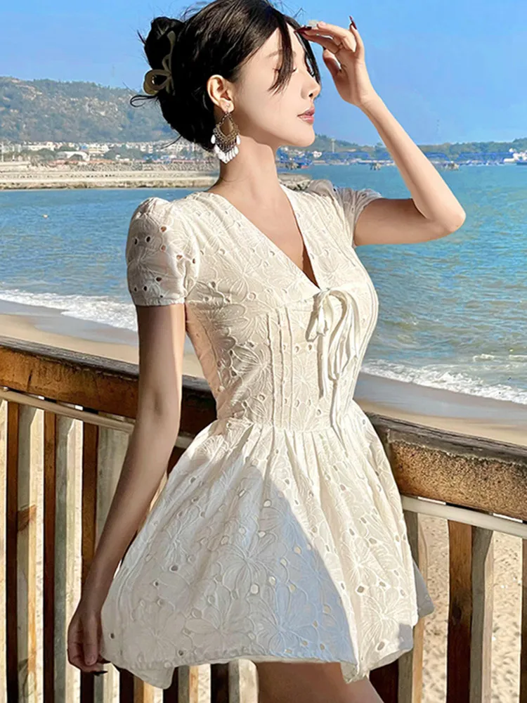 Hotsweet Hollow out Embroidery Mini Dress For Women Sexy V Neck Puff Sleeve High Waist SlimmingShort Dresses Female Beach Style - AliExpress 200000345 Hotsweet Hollow out Embroidery Mini Dress For Women Sexy V Neck Puff Sleeve High Waist SlimmingShort Dresses Female Beach Style - AliExpress 200000345