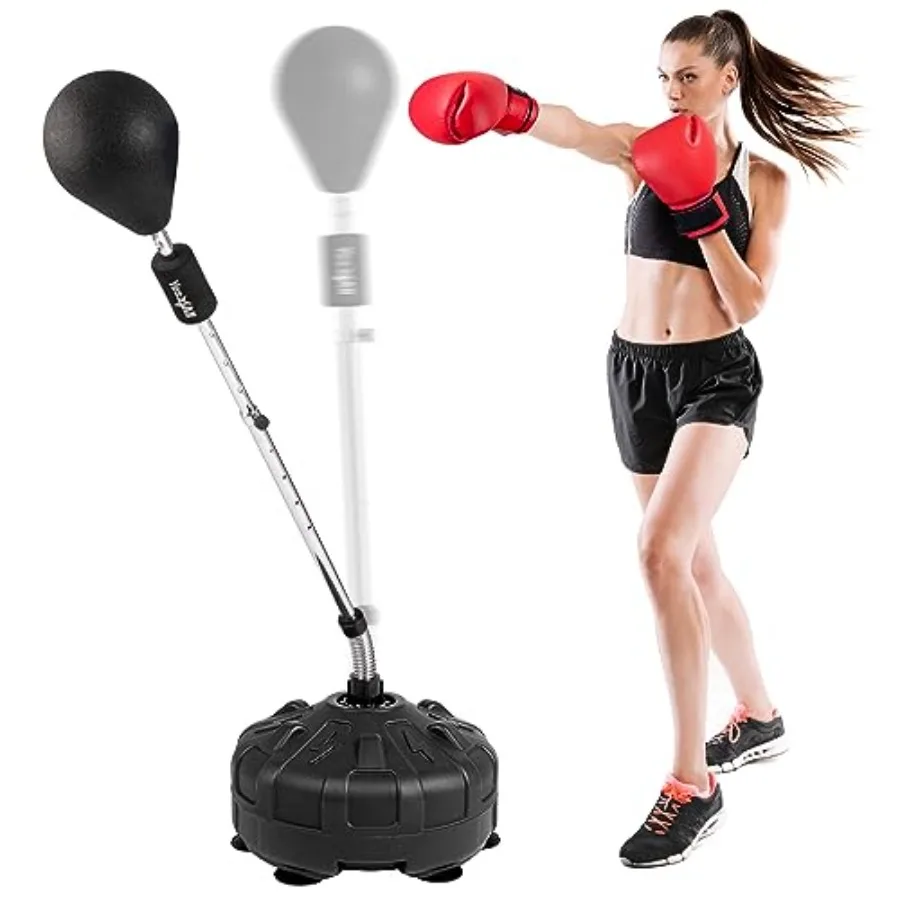 

Home gym punching bag with stand adjustable height PU leather black durable stable for MMA training boxing fitness