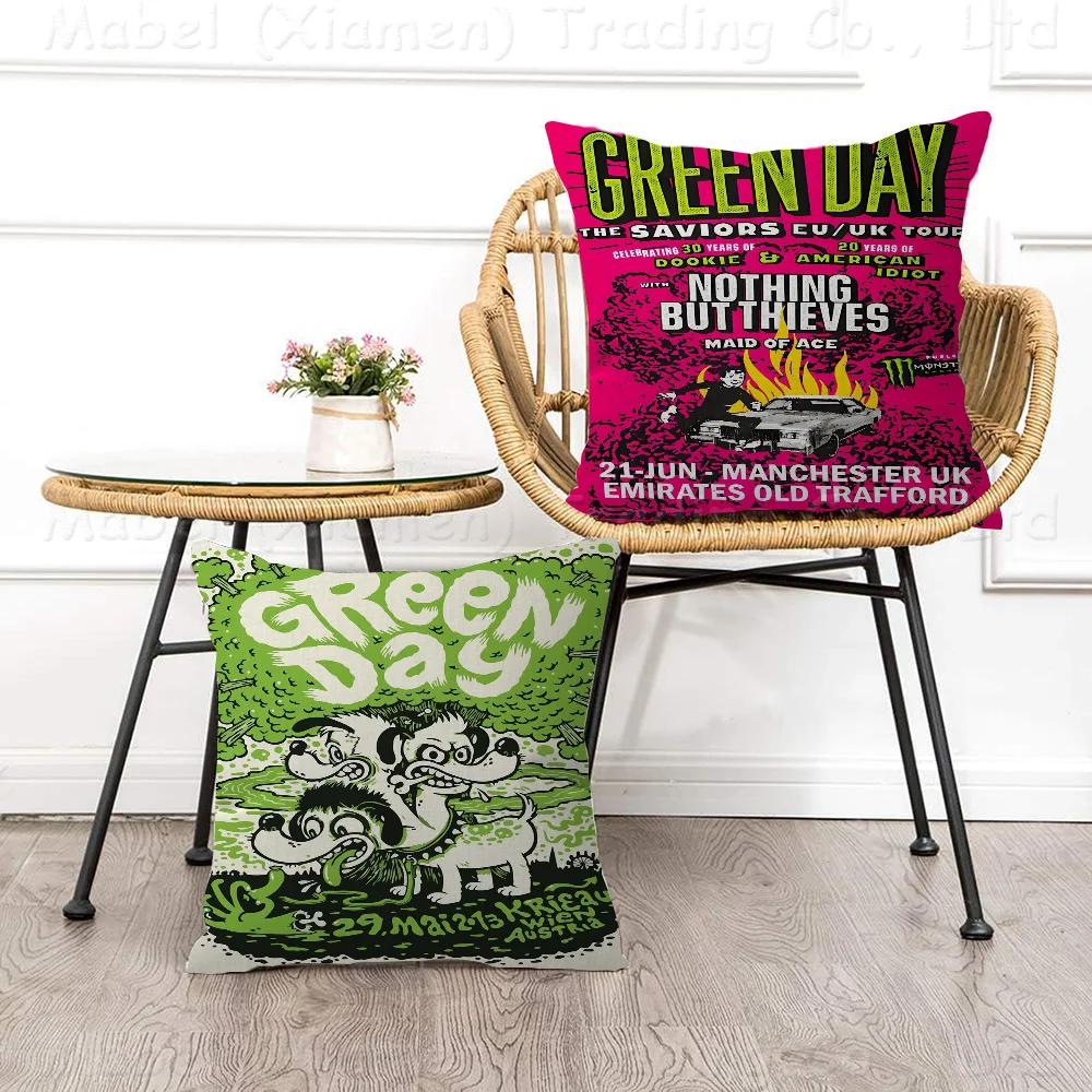 G-Green D-Day A-American I-Idiot Classic Movie Pillow Gift Home Office Decoration Bedroom Sofa Car Cushion Cover Case 45x45