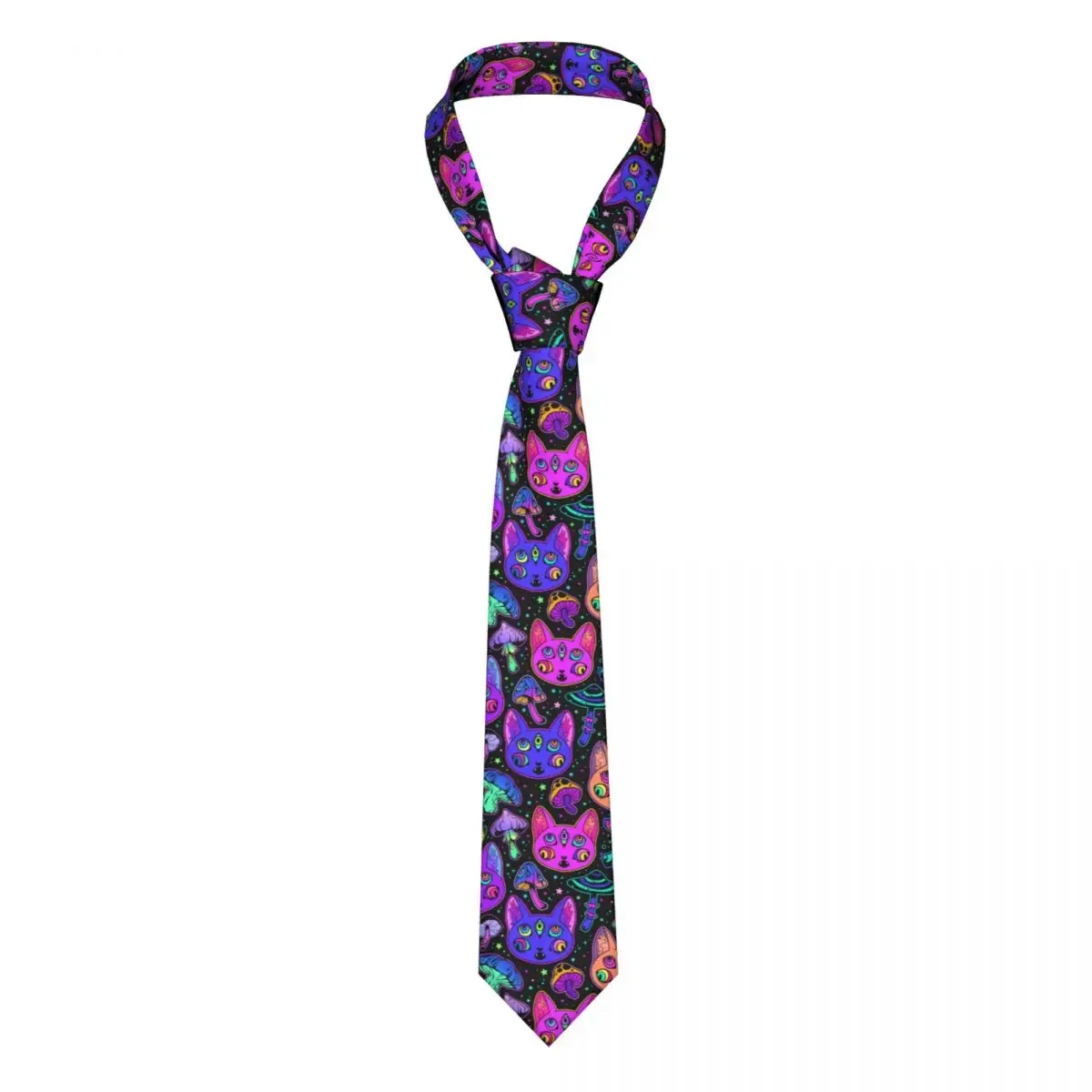 Psychedelic Animals And Mushrooms Necktie Unisex Polyester 8 cm Neck Tie for Mens Silk Wide Daily Wear Cravat Business