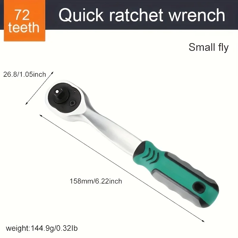 1pc Durable Steel 72-Tooth Ratchet Wrench with Quick Release and Reversible Mechanism, 1/4 Inch - Efficient and Long-Lasting Per