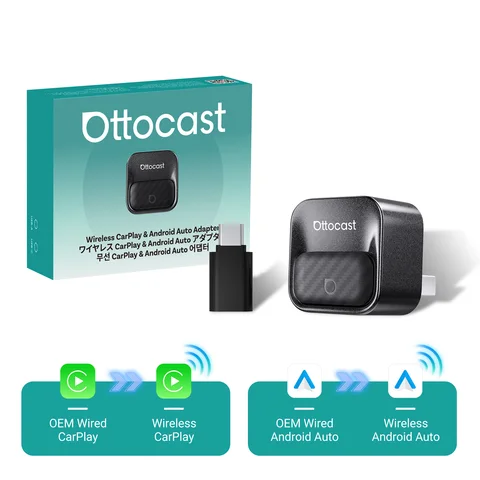 Беспроводной адаптер Ottocast 2026 Mini Core для CarPlay и Android Auto 2-в-1, 3.0 Cube Dongle, автомобильные аксессуары для Kia, Benz, VW, Toyota, MG