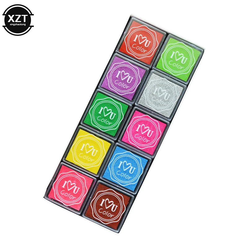 20 Pcs/lot Cute Cartoon DIY Ink Pad Plastic Stamp Fingerpaint Inkpad For Scrapbooking Decoaration 20 Colors