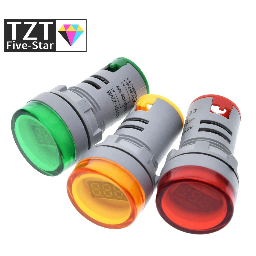 TZT 22MM AD16 type AC20-500V Mini Voltage Meter LED Digital Display AC Voltmeter Indicator Light/Pilot Lamp Red Green Yellow