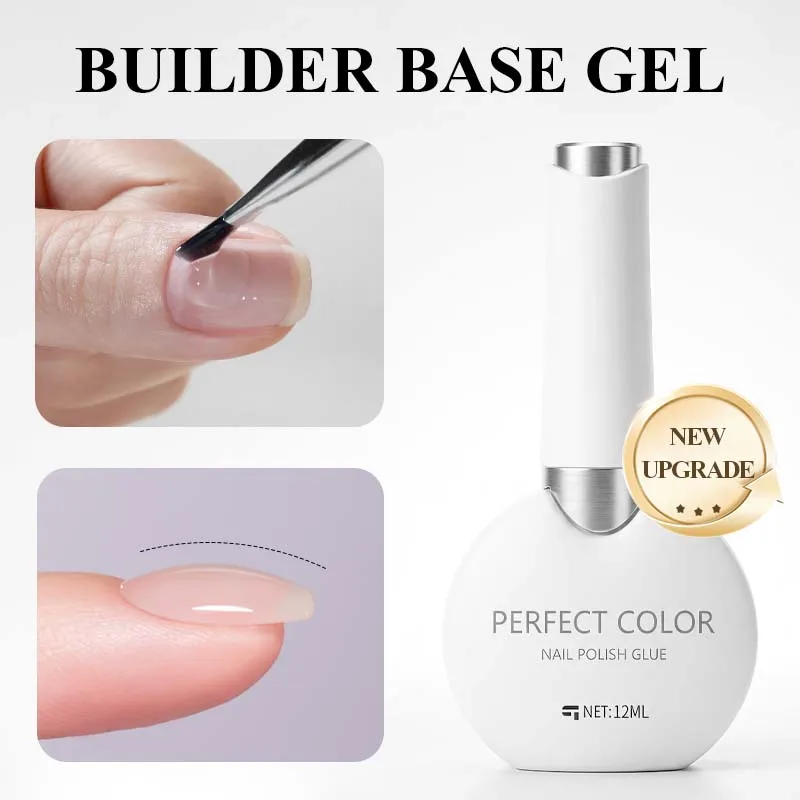 PERFECT COLOR 12ml Dickflüssiges Aufbaugel, Nagelverstärker für starken Apex, glatt, flexibel, selbstnivellierend, UV-LED-Härtung