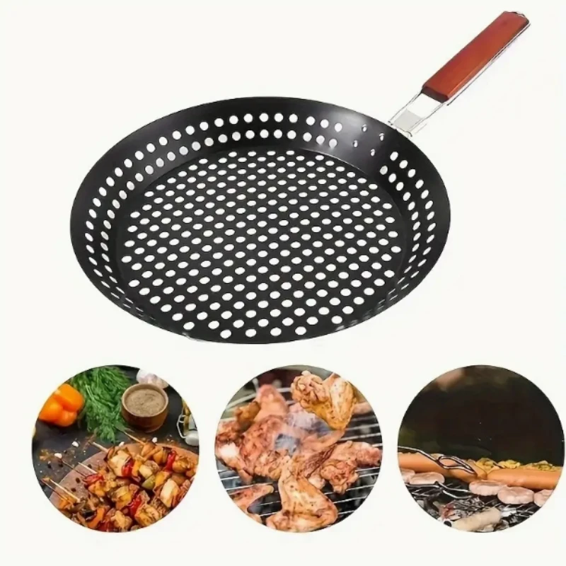 Antihaft-Grillpfanne Pizza-Platte (12 Zoll), Perfekt zum Braten Indischer Fladenbrote, Kochen von Gemüse & Meeresfrüchten, Abnehmbarer Wärmefressender Boden