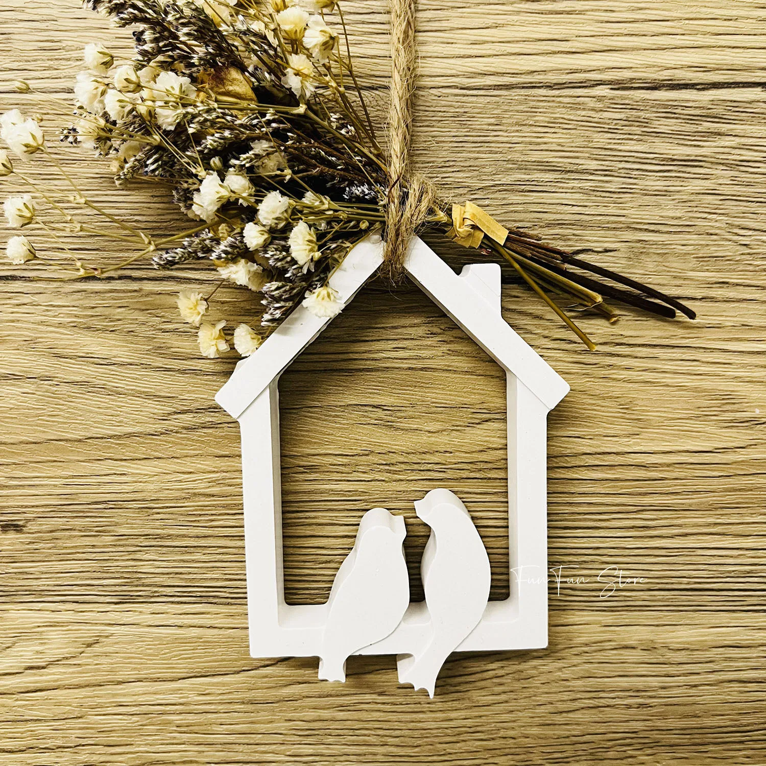 DIY House Couple Bird Hollow Pendant Silicone Mold Handmade A Pair of Bird Hanging Wall Decoration Plaster Mold Warm Home Decor