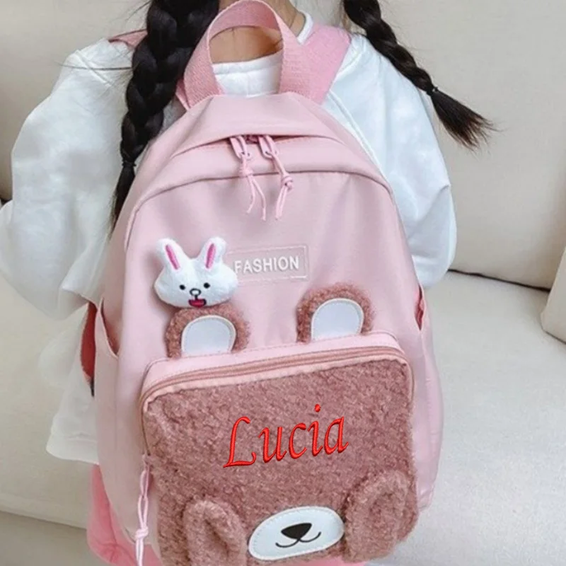 Mochila de jardim de infância, mochila leve para sair, mochila infantil personalizada Ccute Rrabbit para meninas