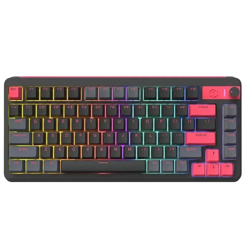 IROK Li75 Keyboard mekanikal, papan ketik kantor Backlit PBT 3 Mode USB/2.4G/Bluetooth nirkabel untuk hadiah