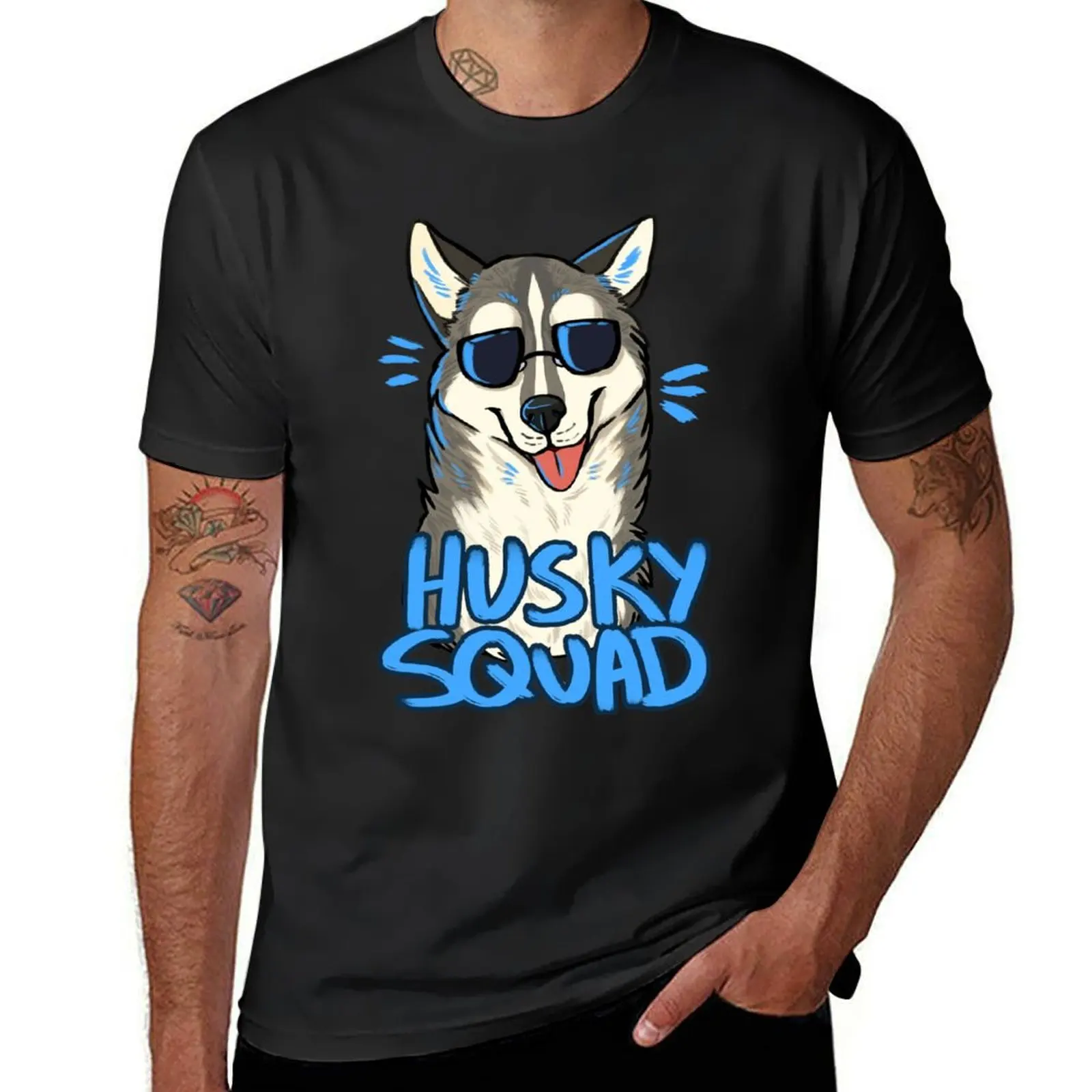 HUSKY SQUAD T-Shirt tops oversizeds anime vintage clothes plain t shirts men