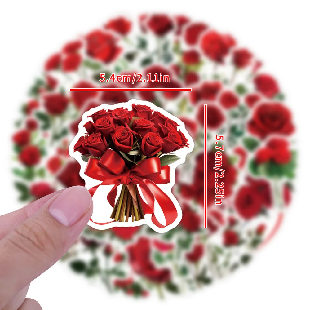 60 pezzi New Red Rose Cartoon Doodle adesivi decorativi creativi decorazione impermeabile per astuccio guardaroba frigorifero scrivania