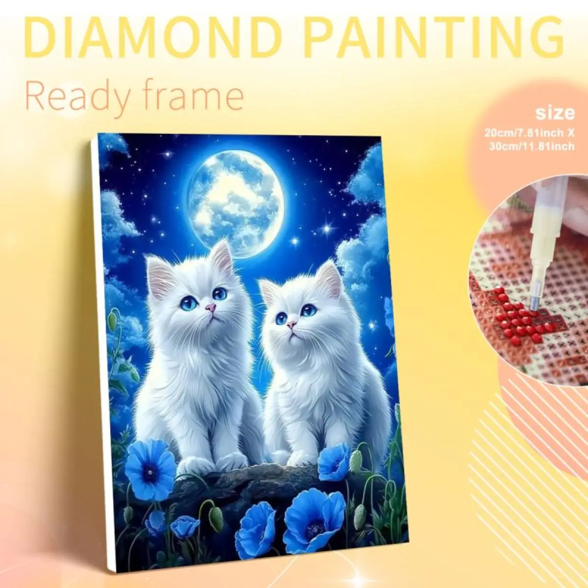 

Набор для алмазной вышивки PhotoCustom: Картина с кошкой в рамке, подарок для дома, набор для творчества для взрослых, полный комплект с круглыми/квадратными стразами, алмазная живопись для дома