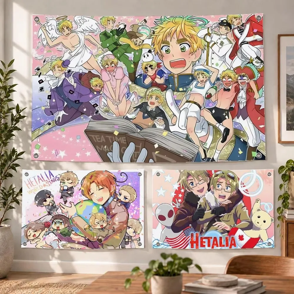 H-Hetalia World Stars Tapestry  Anime Comedy Decorative Indoor Bedroom Dorm Gaming Room Wall Party Club Home Decor Fans