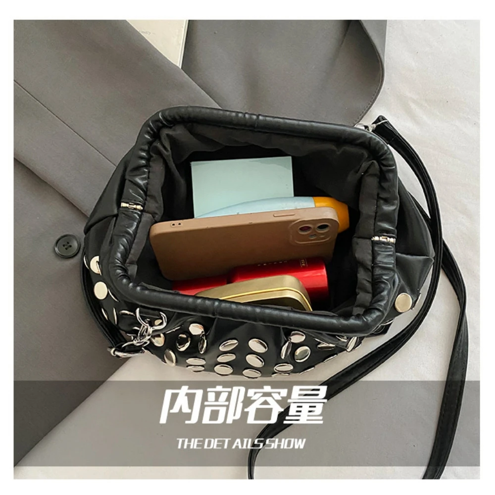 حقيبة كتف سيدة برشام شل حقيبة لفتاة حقيبة كروسبودي حقيبة جلدية حقيبة كروسبودي دلو حزام PU قابل للتعديل