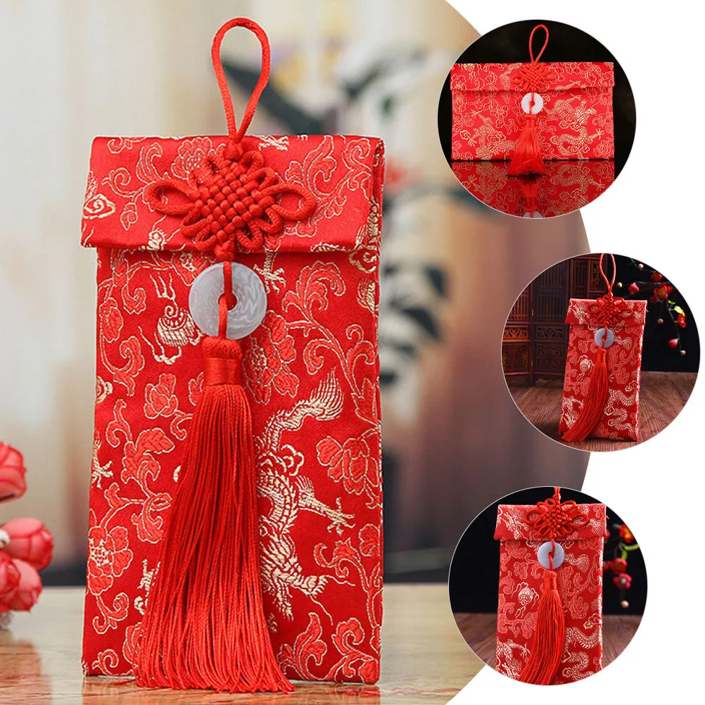 

2pcs Chinese Knot Red Envelopes Brocade Money Pouch Embroidered Gift For Lunar New Year Wedding Festival 2023