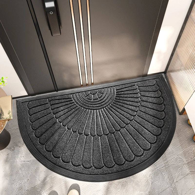 Heavy Duty Half Round Door Mat Non Slip Outdoor Entrance Rug Dirt Trap Doormat Waterproof Dust Scraper Front Door Floor Mat
