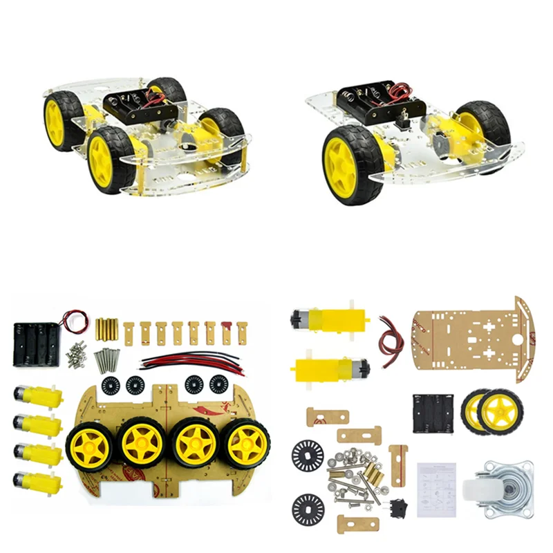 Kit sasis mobil Robot pintar 4WD UNTUK arduino dengan enkoder kecepatan baru