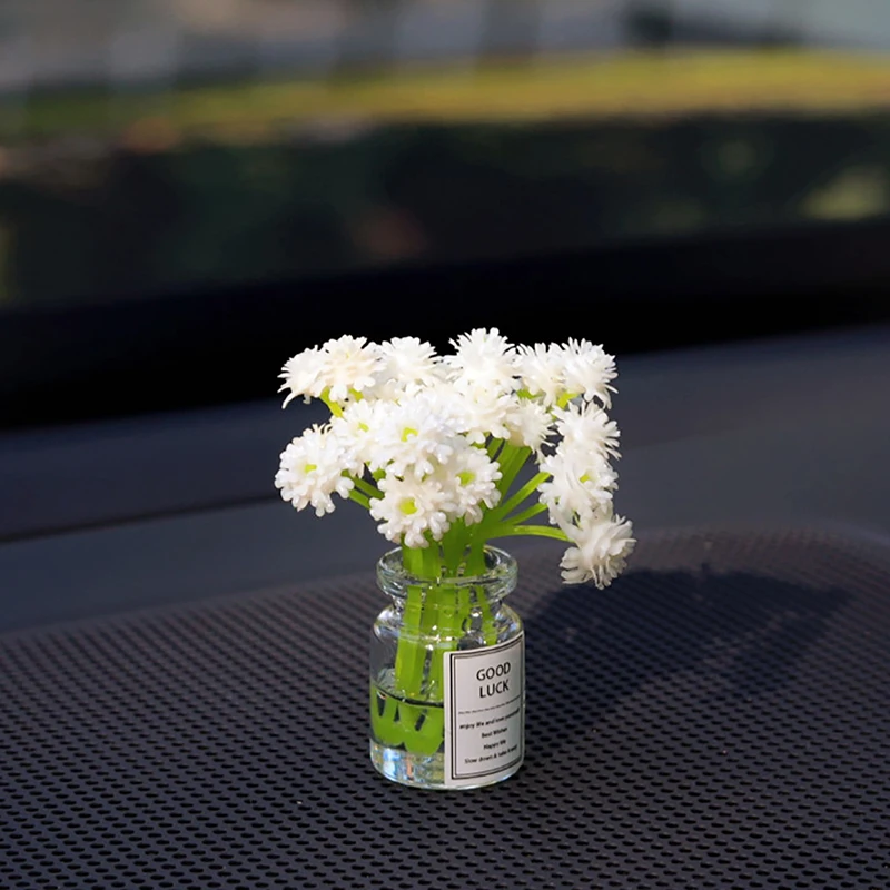 Ins Style Car Decoration Ornament Mini Gypsophila Auto Center Console Decoration Gadgets For Woman Gift Car Interior Accessories