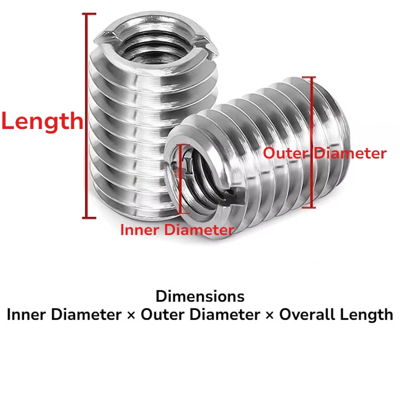 Yiqianyuan M2 To M12 SUS304 Stainless Steel Slotted Inside Outside Thread Adapter Screw Wire Thread Insert Sleeve Conversion Nut