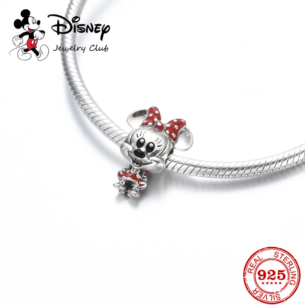 Mickey e Minnie Charme de Ley Vintage, 925 Corrente de Prata Esterlina, Frisada Fit Pulseira Original, Pingente DIY, Senhoras Jóias, Novo