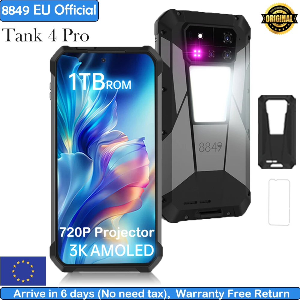 8849 Tank 4 Pro Unihertz 5G AI projecteur robuste Smartphone 1 to + 36G dimension 8300 AMOLED 3K Android 14 6.78 ''120 HZ 11600 mAh