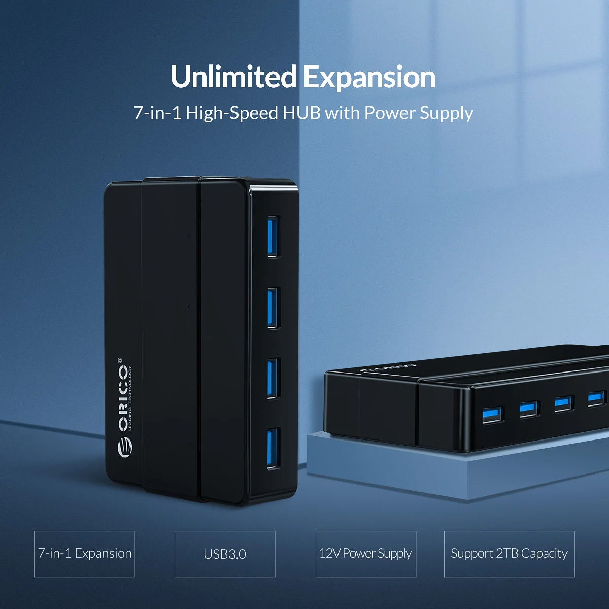 オリコ 4 7 ポート USB 3.0 高速ハブ 12V 電源アダプタ付き USB スプリッタ OTG  アダプタデスクトップラップトップコンピュータアクセサリー用 - AliExpress