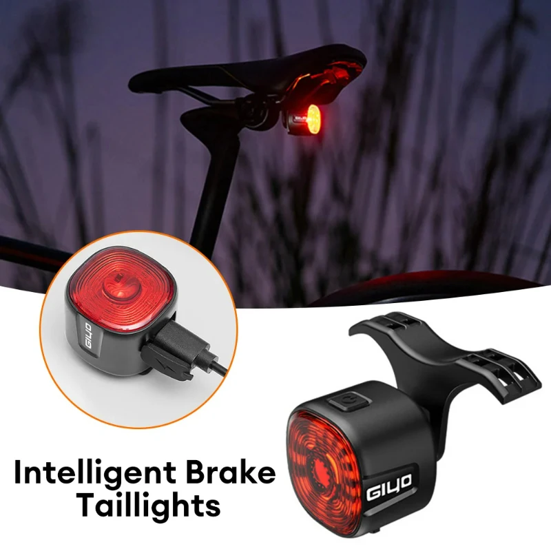 

New Bicycle Smart Brake Tail Light MTB Road Bike Auto Brake Sensing Light USB Rechargeable IP66 Waterproof LED Warning Rear Lamp