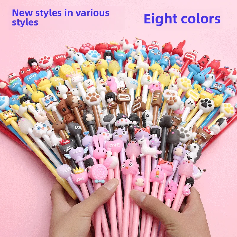 

10 шт./компл., милая гелевая ручка Kawaii, случайный узор, внешний вид, ручка, студенческий приз, 0,5 иглы, карбоновая вода, креативная канцелярская ручка