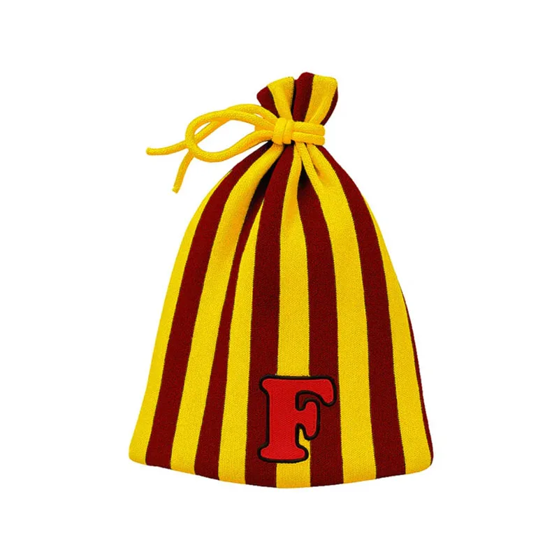 Quirky Letter Print Unisex Beanie Hat, American College Retro Street Color‑Block Striped Knit Cold Hat