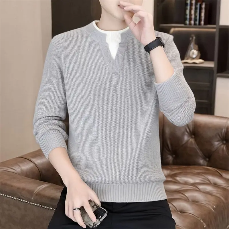 

Sli Повседневный мужской вязаный свитер Асимметричный дизайн Полиэфирное волокно Длинный свек круглый Ne Теплый узор с 3D-эффектом