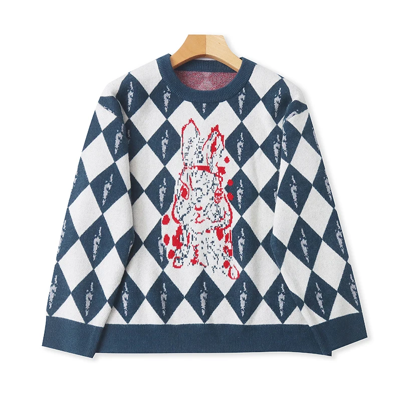 

Warm Thi Cartoon Knitted Sweater Long Sve round Ne Loose Women's Faionable Autumn Winter Top Love Heart Pattern