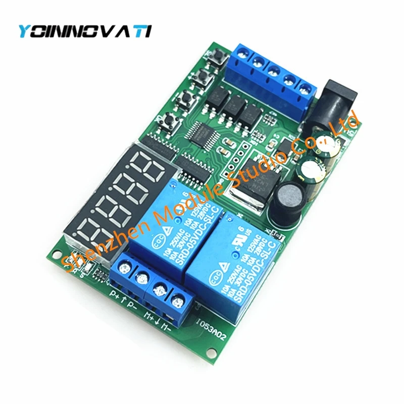 IO53A02 DC 5-24V Cycle Delay Relay Module 0.1s-999min Adjustable Time Control Switch Motor Forward Reverse Controller Time Relay