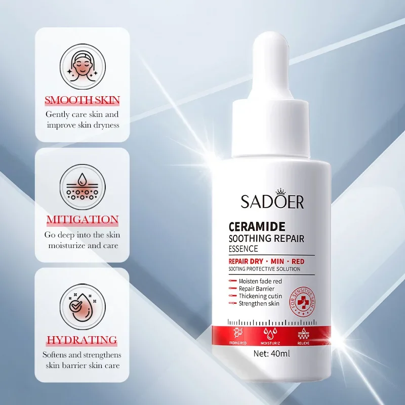 SADOER-Sérum pour le visage à l'essence de céramide, soin pour la peau, apaisant, hydratant, réparateur, sec, rougeur, multiple, réparation, nourrissant