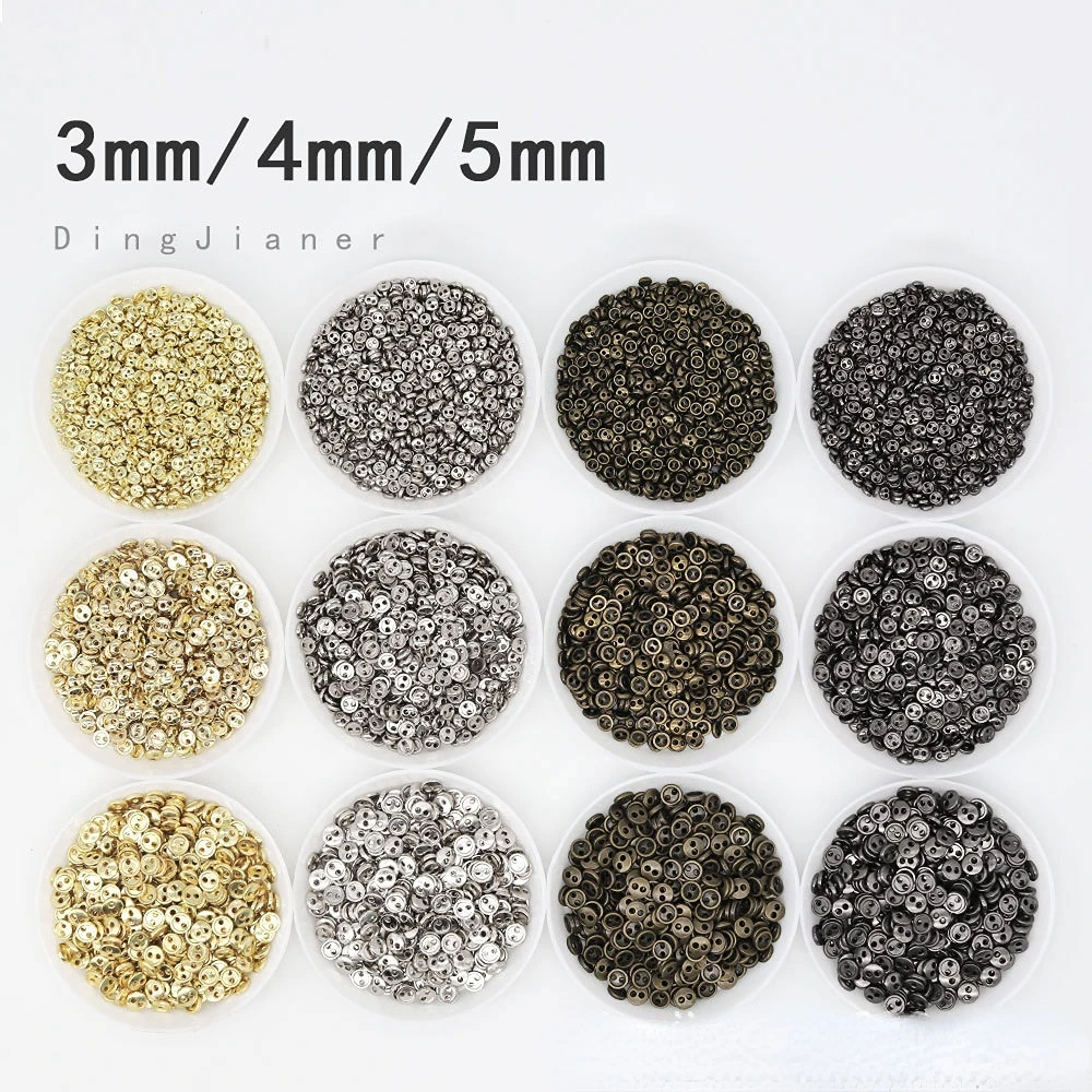 50pcs 3mm-8mm Mini Metal Buttons for DIY Doll Clothes Round Buckles 2 Holes Button Scrapbooking Buttons Sewing Accessory