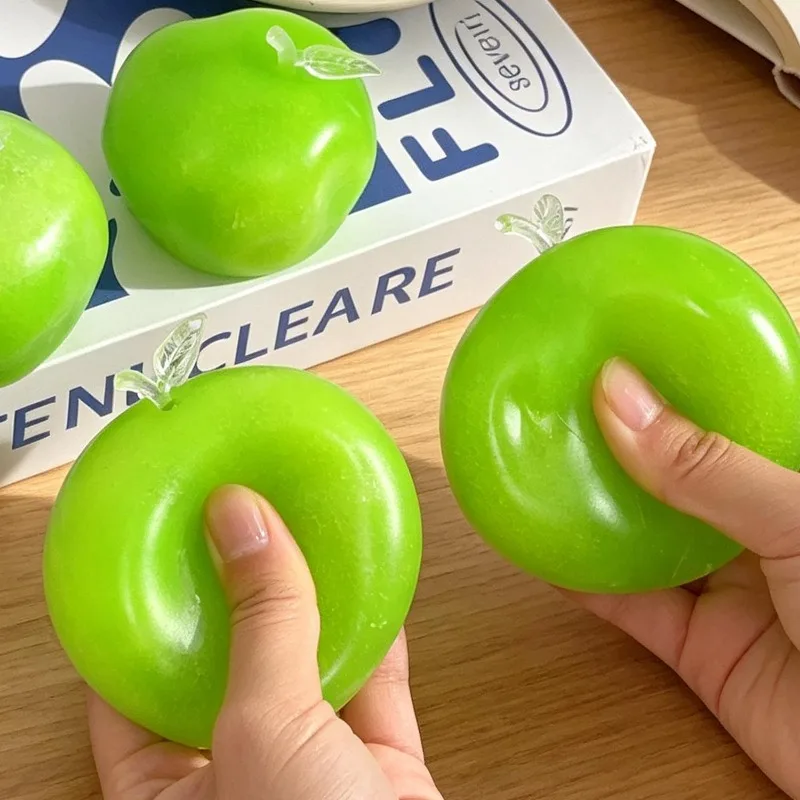 Green Apple Slushie Squishy Fidget Toy Crunchy Moldable Non-Bounce Sensory Stress Reliever Medium Grip Strength Slow Rising Gift