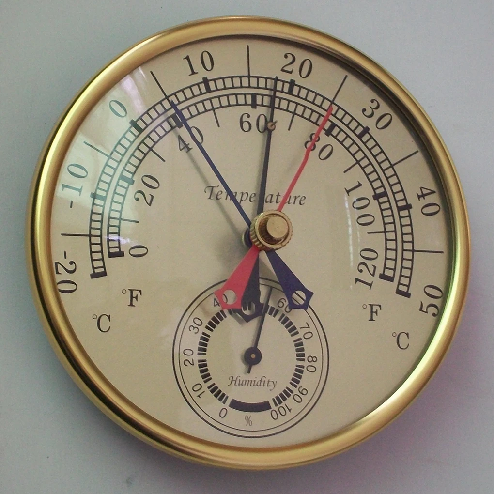Imagem -02 - Mini Medidor de Temperatura Redonda e Higrômetro 2-em Termômetro Analógico Monitor Medidor de Umidade Interior Escritórios Ponteiro