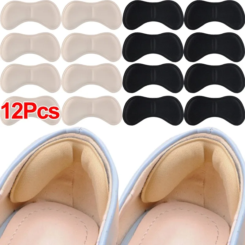 12pcs Heel Insoles Patch Women Men Anti-wear Cushion Pads for Shoes High Heel Pads Feet Care Adjust Size Adhesive Sponge Insoles