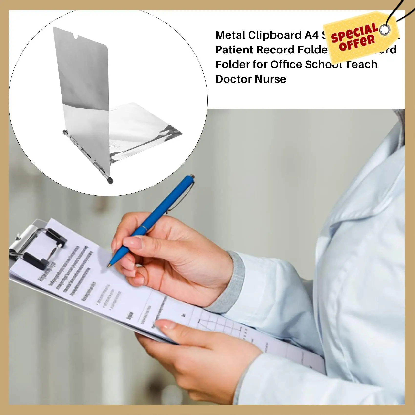 安定したパフォーマンス-金属クリップボード A4 ステンレス鋼患者記録フォルダークリップボードフォルダーオフィス学校教える Nu