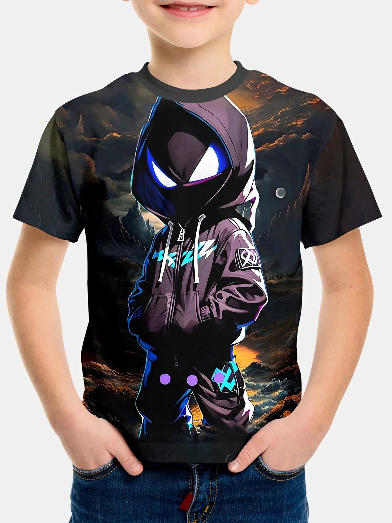 Summer Fashion Boys Trend 3D Digital Print T Shirt Cool Multicolor Kids Clothes for Boys 3 to 14 Years Anime-Style Children Top