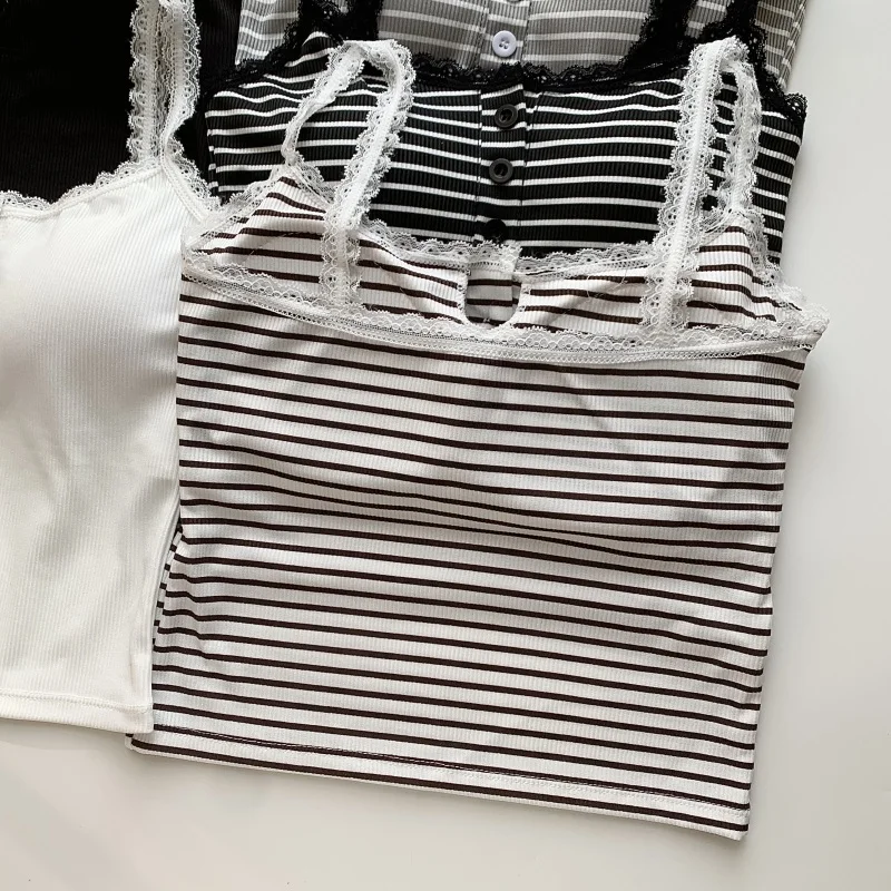 Women's Thin Bra with Chest Pad Mid-Length Camisole White Top Underwear That Can Be Worn outside Small Strap Vest for College...
